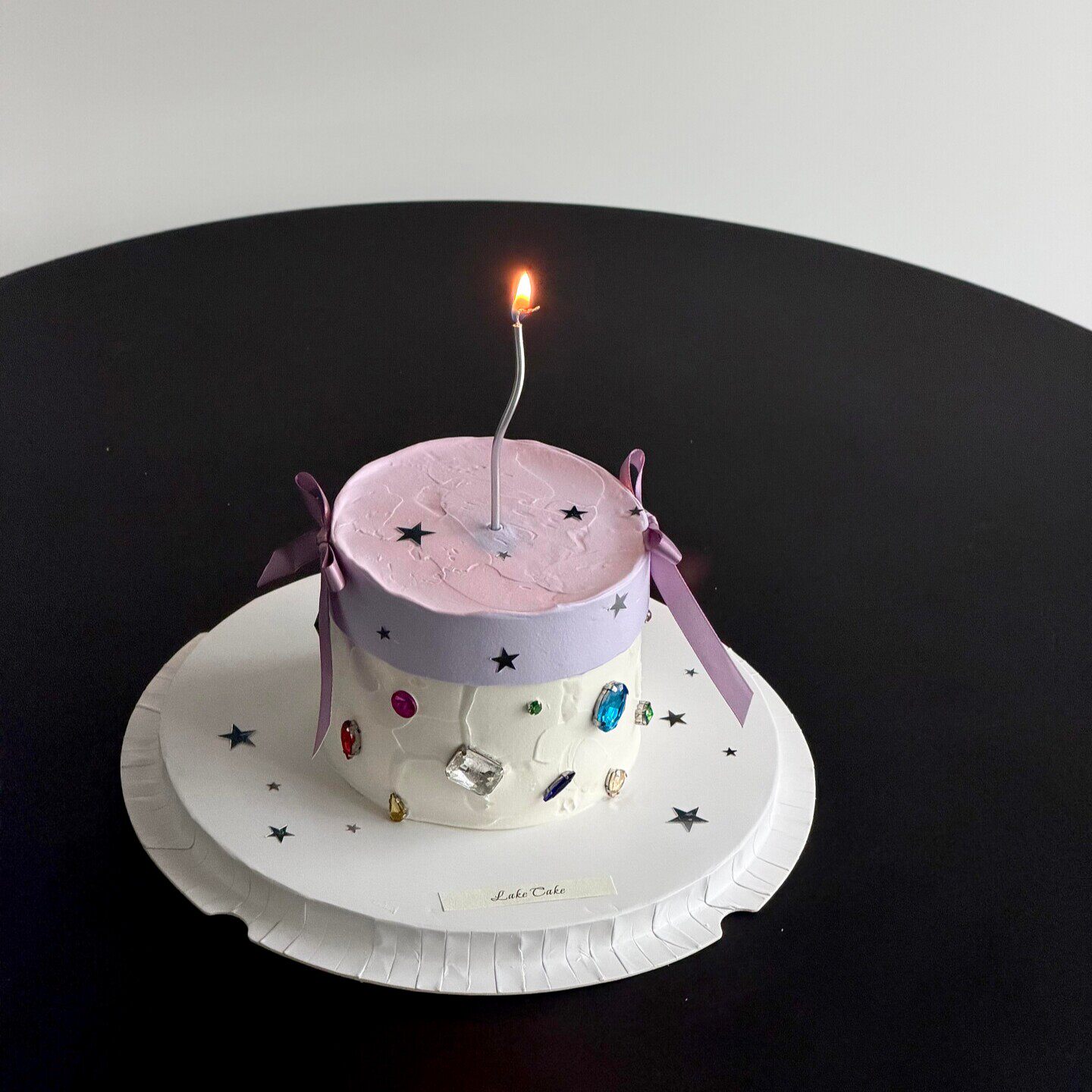 网红韩系五彩宝石钻石蛋糕装饰炫彩珠宝银色五角星烘焙生日装扮