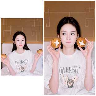 周也明星同款白色T恤女2026夏季新款字母小狗印花宽松显瘦ins上衣