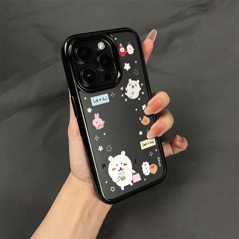 围边自嘲熊适用苹果16promax亚克力13 14黑边12透明XR软壳15 16