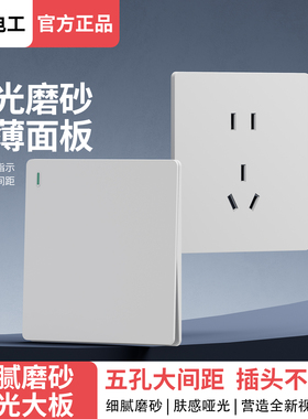 国际电工超薄磨砂白色86型家用暗装单控开关家用五孔开关插座面板