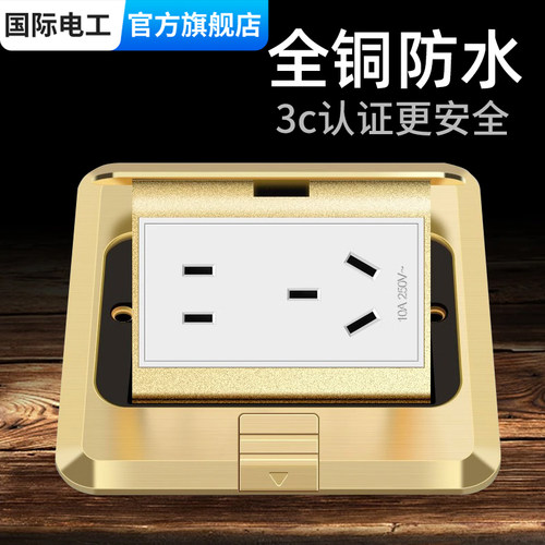 国际电工隐藏式全铜防水地插
