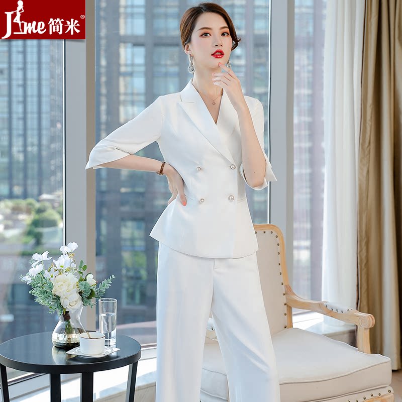 西装套装女2023春季新款气质女神范职业装白色西服面试正装工作服