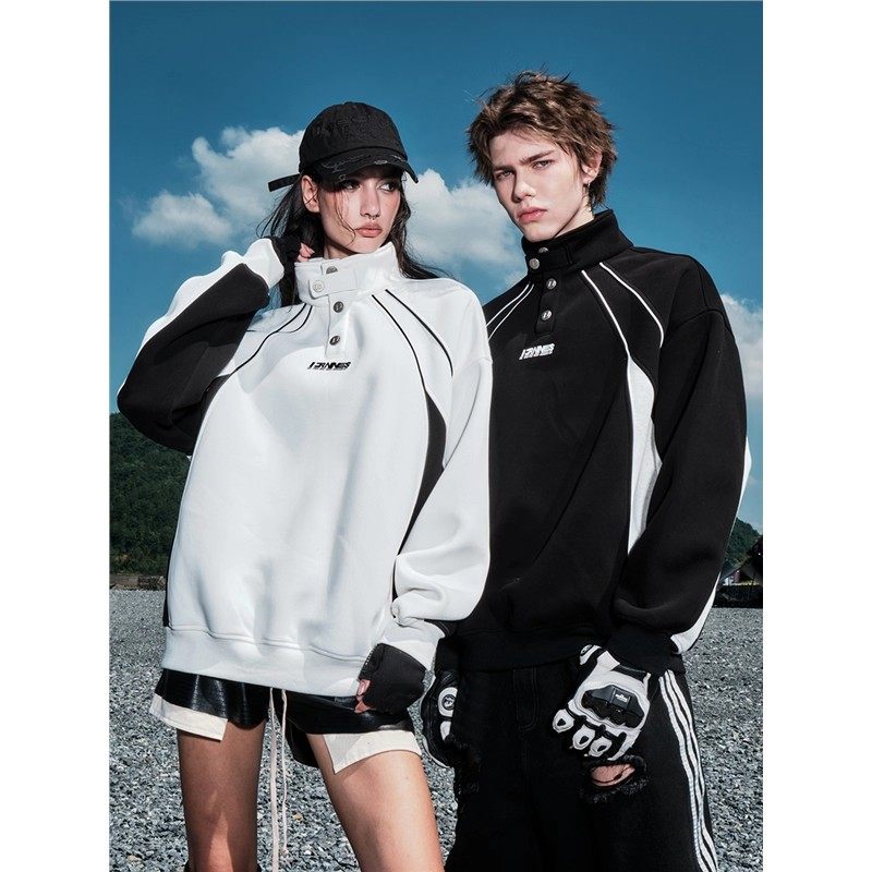 cleanfit学院风重磅立领卫衣男美式绣标潮牌结构拼接情侣休闲外套,男装,卫衣,淘宝优惠券,粉丝福利购,淘宝优惠卷