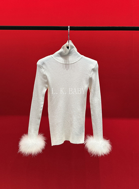 【L.K.BABY】糯叽叽 时髦精气质软糯羽毛元素百搭针织高领衫
