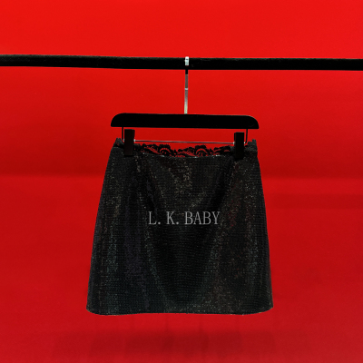 【L.K.BABY】万众瞩目 时髦都市感珠光亮片蕾丝花边百搭半身裙