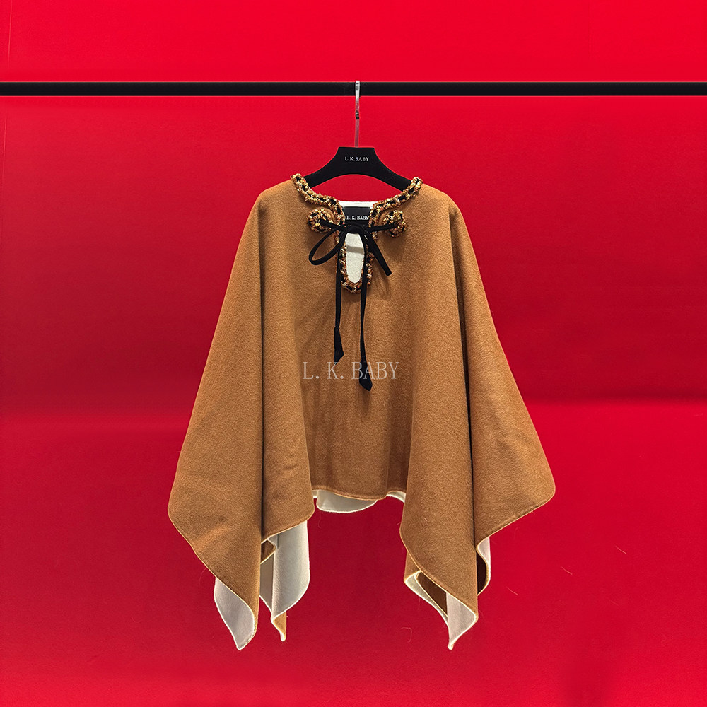 【L.K.BABY】国际style 高定重工卡其抽绳麂皮羊毛斗篷大衣外套,女装/女士精品,短外套,淘宝优惠券,粉丝福利购,淘宝优惠卷