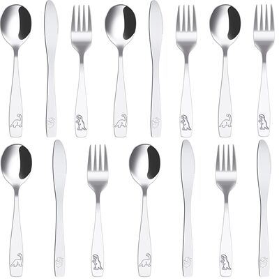 9/15Pcs Kids Silverware Set 410 Stainless Steel Kids Fork Sp