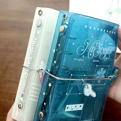 Summer Ocean Blue Binder A7 Trifold PVC Cover Organizer Refr
