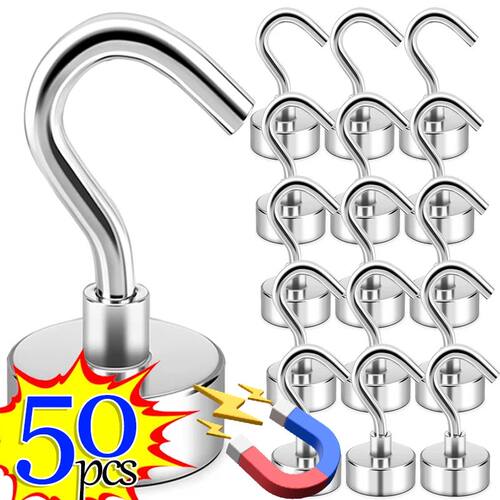 50/1Pcs Strong Magnetic Hooks Multi-Purpose Neodymium Magnet