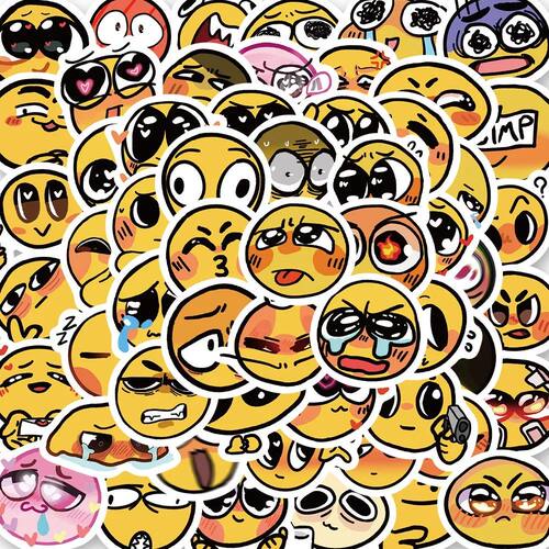 50Pcs Cute Smiling Faces Cartoon Funny Sticker Kawaii Creati