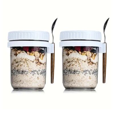 Overnight Oats Container with Lid and Spoon Portable Breakfa