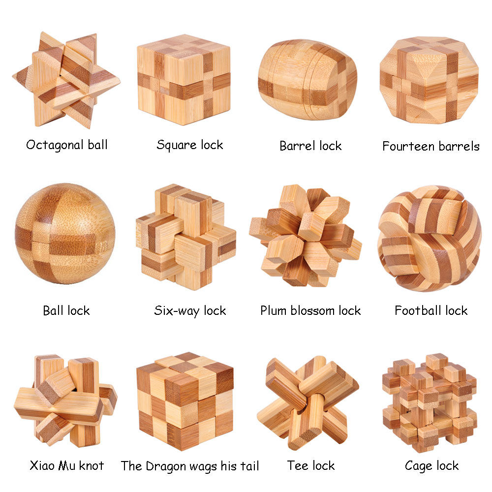 kong ming luban lock kids children 3d handmade wooden toy ad