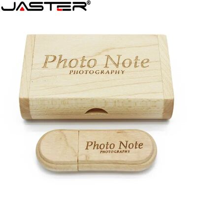 1PCS free custom logo laser engraving wooden+Box pendrive 4G