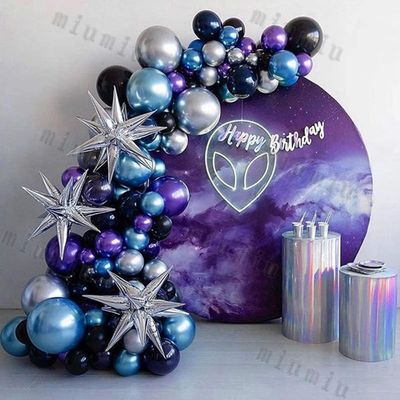 Black and Silver Balloons Garland Arch Kit with Starburst Fo