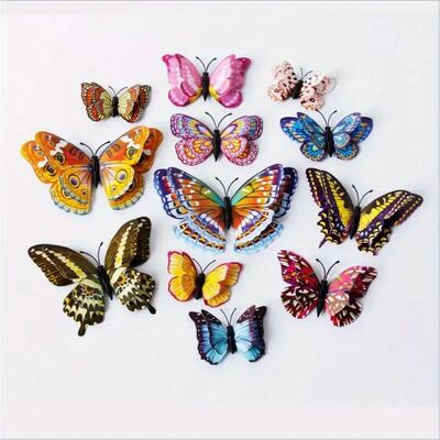 12PCS Luminous Fridge Magnets 3D Butterfly Design Decal Art