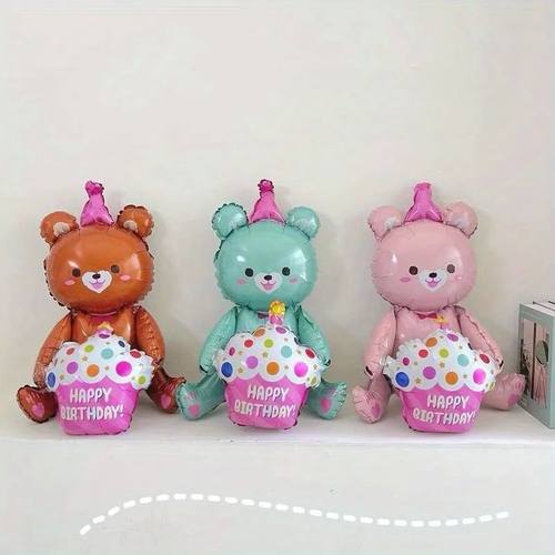 80*57cm Three-dimensional sitting bear aluminum film balloon