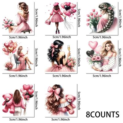 8pcs Christmas, Birthday, , Animal Elements UV DTF Stickers,