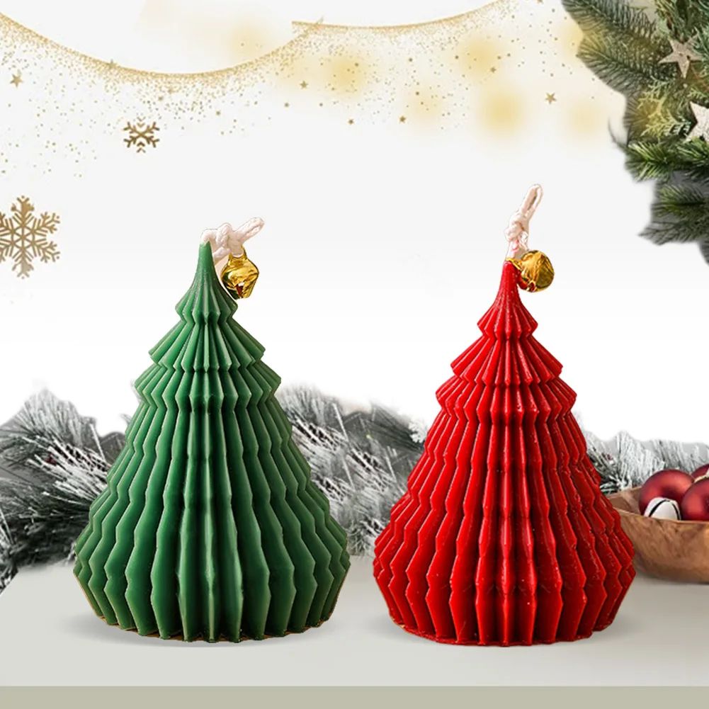 Pack of 2 3D Christmas Tree Candle Mould DIY Candle Mould Si