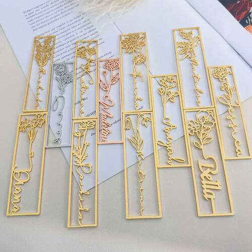 Customized Name Bookmarks Personalized Birthday Flowers Stai
