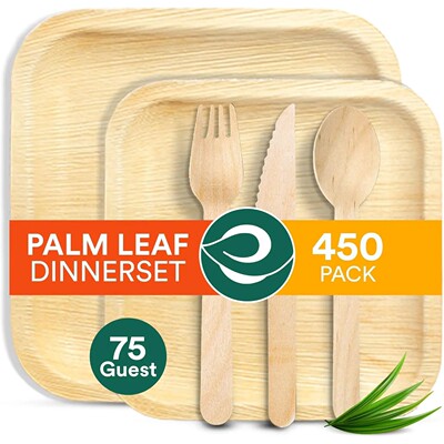 Compostable Palm Leaf Dinnerware Set For 75 Guests [10