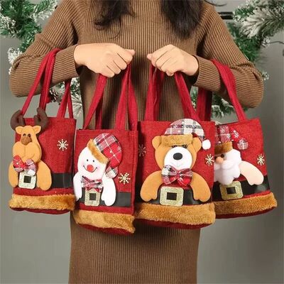 Christmas Gift Tote Bag for Adults and Kids Treat Bag Festiv