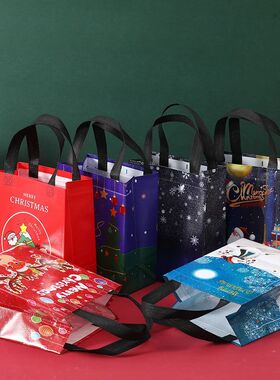 Christmas Gift Bags Santa Claus Elk Snowflake Xmas Tree Tote