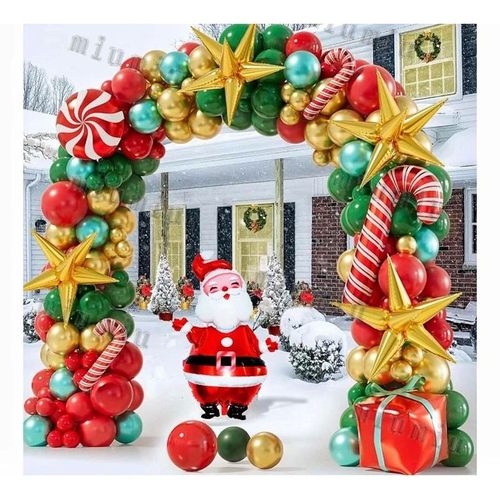 Christmas Balloon Arch Set Candy Cane Aluminum Film Red Gree