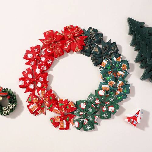 12pcs Christmas Hair Clips Set for Baby Girls Santa Claus Pr