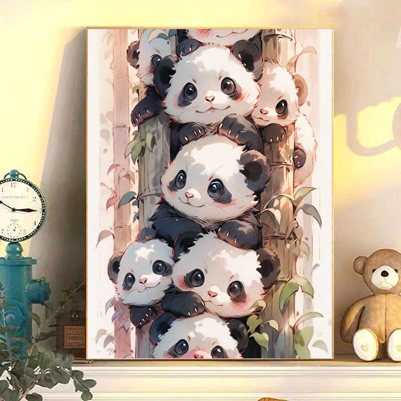 可爱小动物装饰画卡通喵喵狗狗治愈客厅卧室挂画沙发背景墙壁画