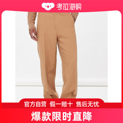 潮奢 Zegna 杰尼亚 男士Oasi 束带亚麻裤子