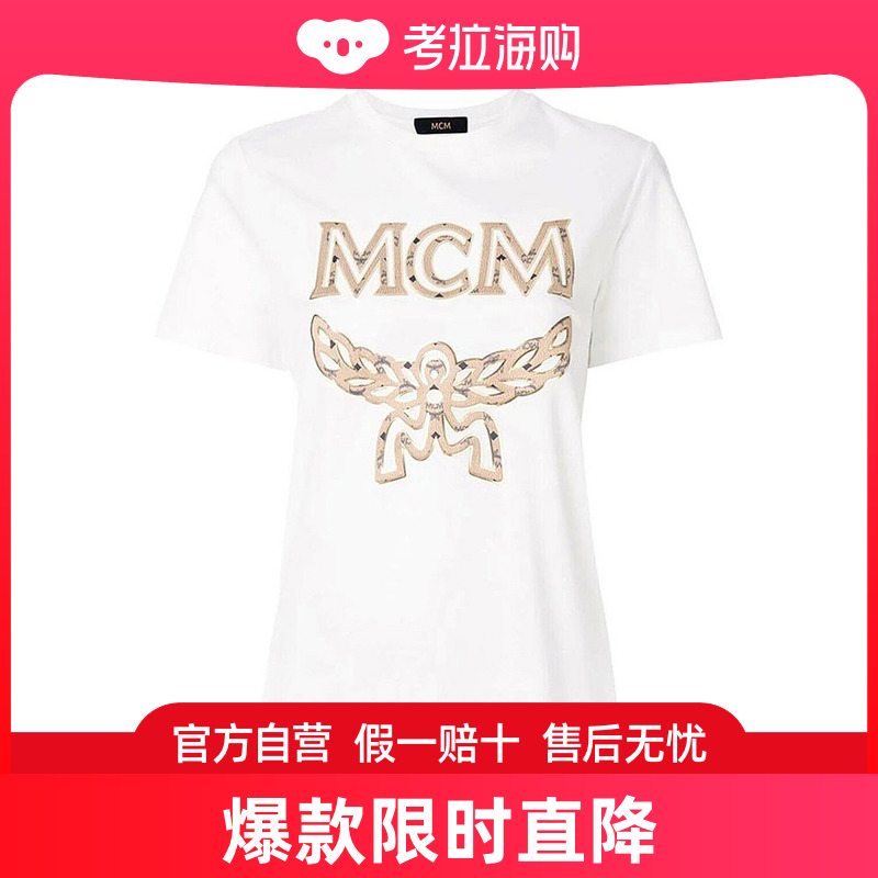 香港直发MCM LADY T SHIRT S 女士黑色标志印花短袖棉质T