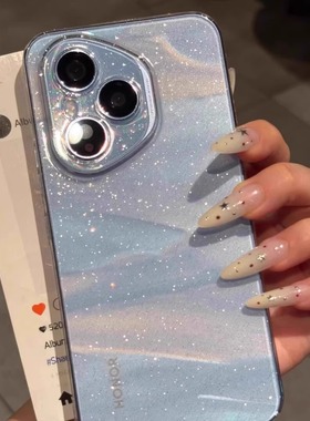 适用荣耀400pro手机壳新款透明ins闪粉honer300全包镜头荣耀200防摔100高级感荣耀90/80/70简约PC硬壳