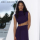 BECBRIDGE 13218 H25 LEILAH弹力针织露背不对称镂空个性 连衣裙