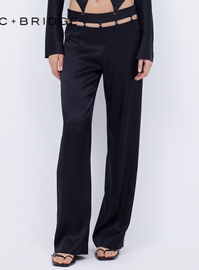 BECBRIDGE ALABAMA 腰部搭扣镂空设计款直筒长裤 W24-40482