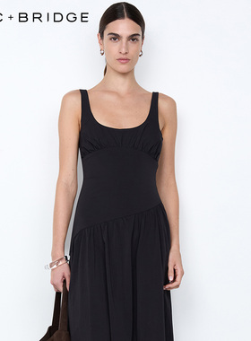 BECBRIDGE REID不对称带胸垫弧形褶皱显瘦高弹连衣裙 H25-13193