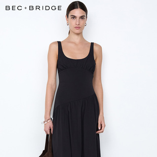 13193 H25 BECBRIDGE REID不对称带胸垫弧形褶皱显瘦高弹连衣裙