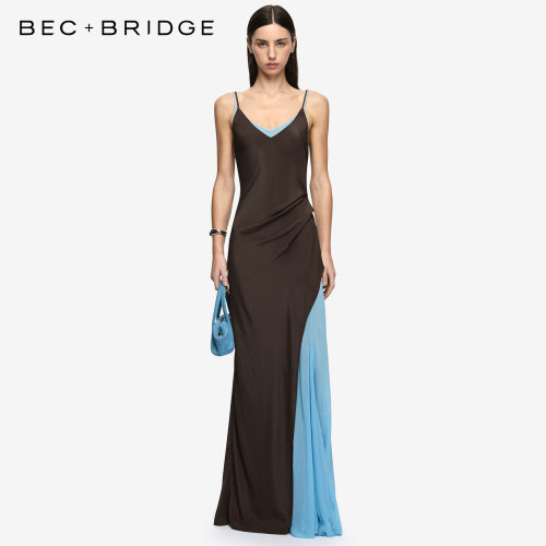 BECBRIDGE设计感撞色叠穿长裙