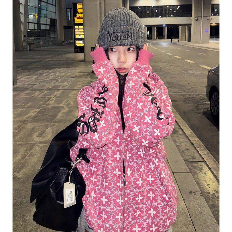 美式高街粉色开衫卫衣女2025新款设计感梵文满印秋冬连帽外套,女装/女士精品,卫衣/绒衫,淘宝优惠券,粉丝福利购,淘宝优惠卷