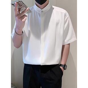 搭配一套休闲短袖 垂感立领冰丝衬衣七分袖 衬衫 夏季 套装 轻熟风男装