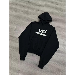 黑木出品原创字母VD光碟刺绣卫衣cleanfit小众黑色重磅连帽衫男女
