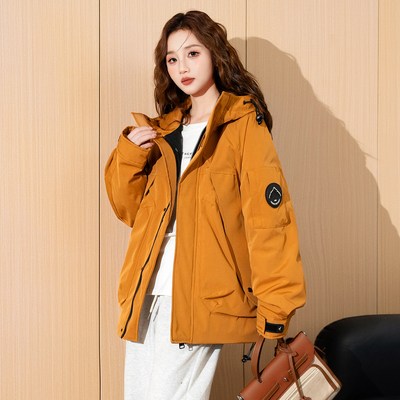 唐狮新款棉衣女连帽工装上衣潮流