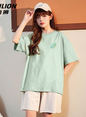 唐狮薄荷曼波水绿色短袖女t恤夏2026新款纯棉遮肚子显瘦上衣女VB