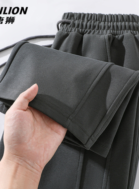 唐狮阔腿裤女2026新款春秋款小个子高腰显瘦宽松灰色直筒裤子女VB