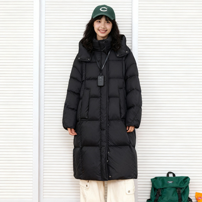 唐狮官方黑色羽绒服女款冬季2025