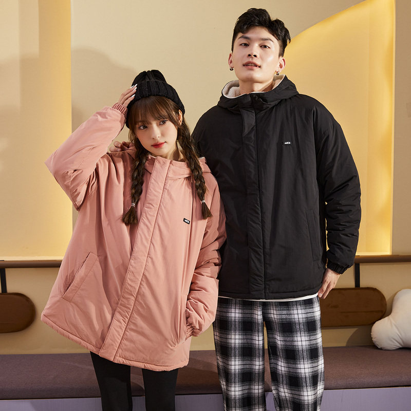 唐狮冬季时尚保暖情侣外套短款夹克男女厚外套冬装上衣休闲青少年