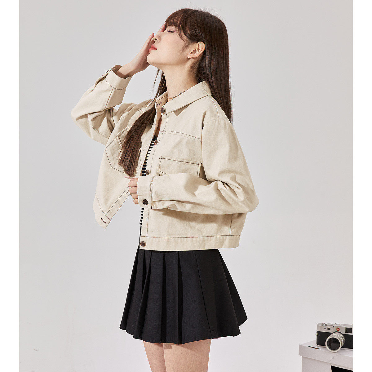 唐狮春秋款连帽卫衣外套女装宽松日常刺绣小标外套夹克ins潮流