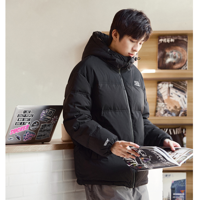 唐狮冬季新款男士羽绒服连帽撞色