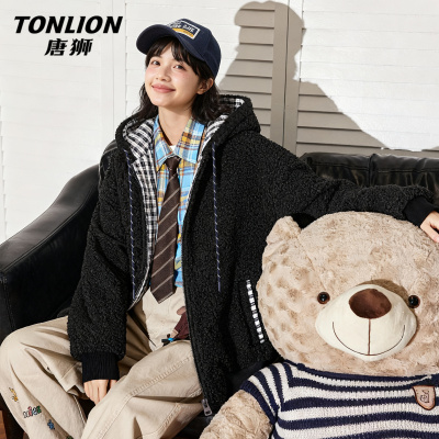 唐狮黑色加绒外套女2025新款冬季