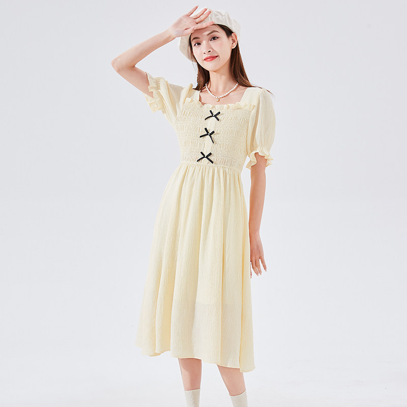 唐狮夏装女士连衣裙中长款淑女甜美小个子女生百搭潮流上衣裙子