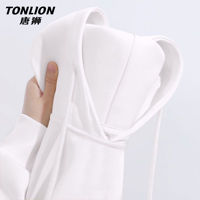 唐狮白色连帽卫衣女春秋季2026新款爆款独特超好看外套宽松上衣V